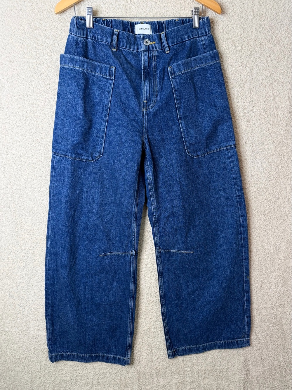 Everlane The Gardener Pull-On Jean Mid Indigo Wide Barrel Leg Size 28R NWOT - Picture 2 of 16